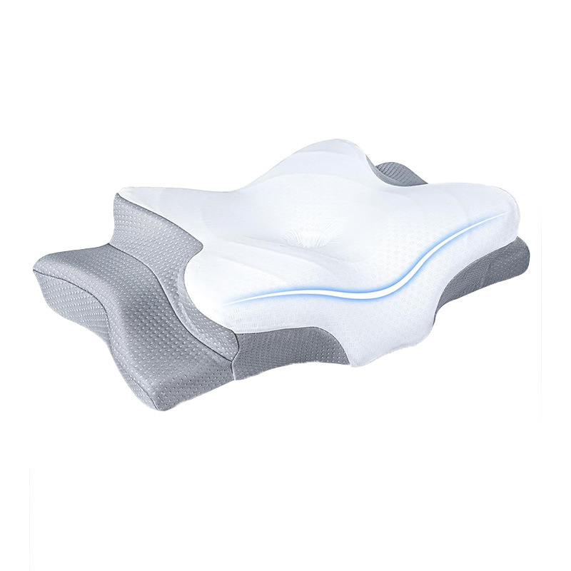 almohada de forma especial de mariposa amazónica para proteger la columna vertebral cervical, almohada de algodón de memoria de rebote lento para dormir profundamente, almohada de espina cervical para aliviar la presión