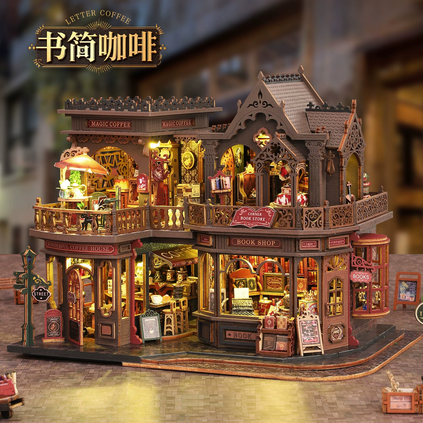 (Cross-border trading), кофейный трёхмерный деревянный маленький домик, DIY дом, в 3D формате, подарок на день рождения