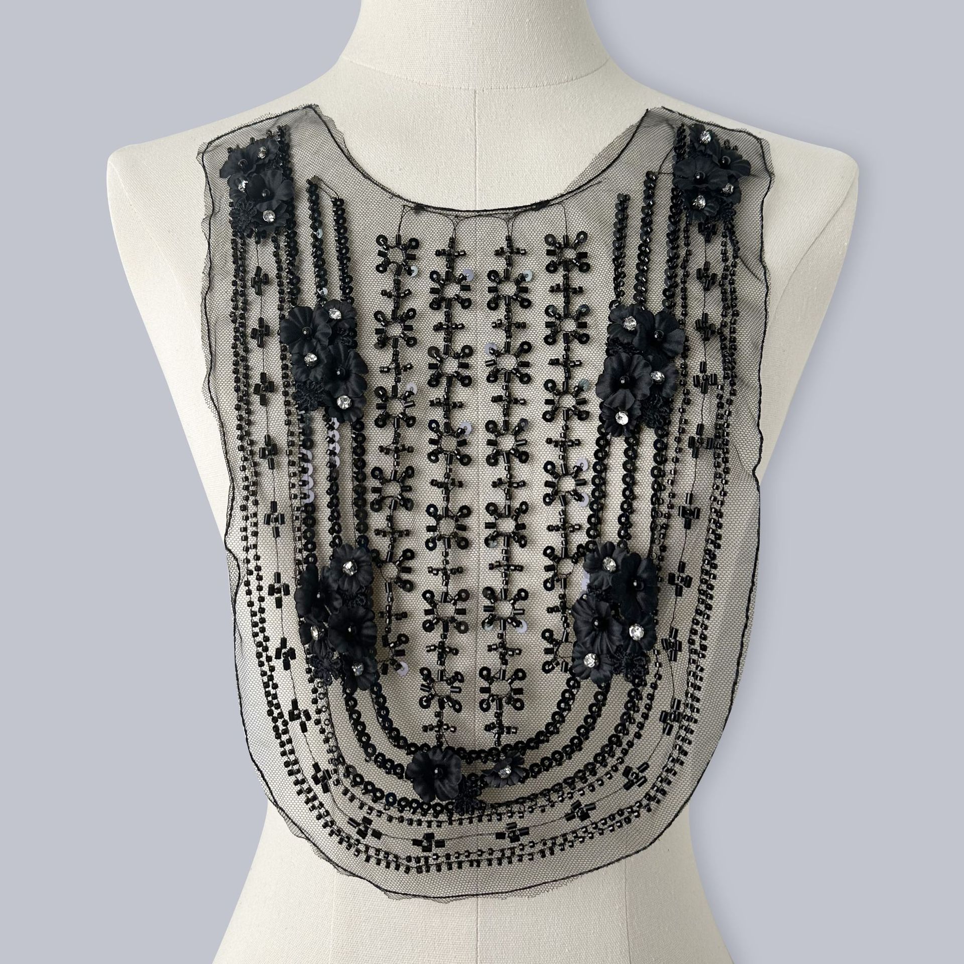 Accesorios de ropa clásica de collar de encaje de malla transparente de sequilla vestido encaje de temperamento universal accesorios decoración image 2