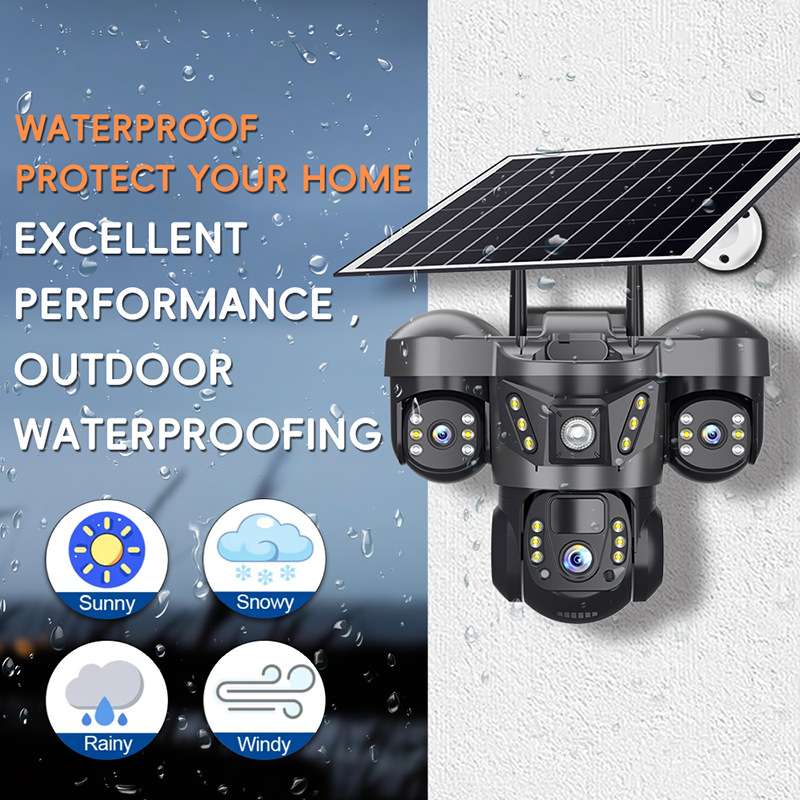Three-lens three-screen 4G high-definition solar dome camera monitoring solar camera 4G solar 3lens Specification drawing