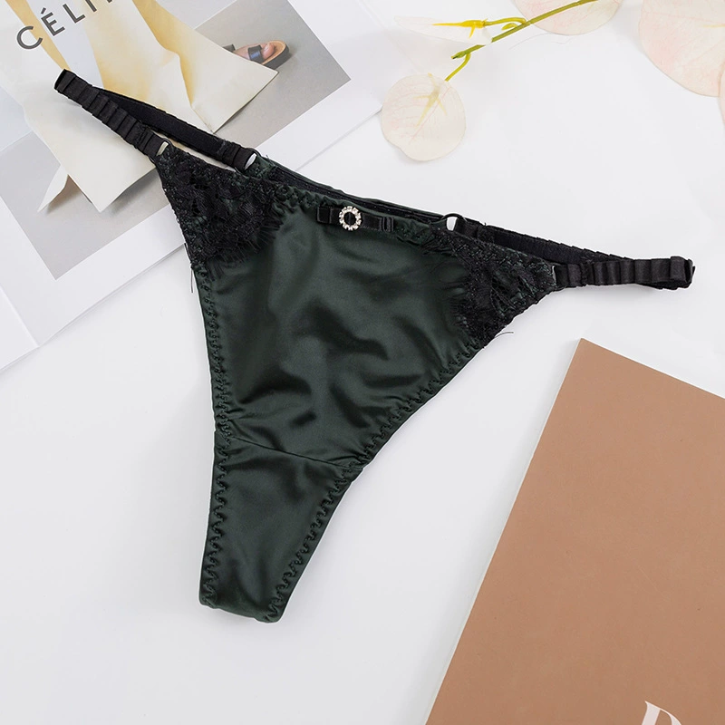 Ледяное шёлковое брифы Lace thong, без следов шва, T-образный стиль с низкой талией, One size