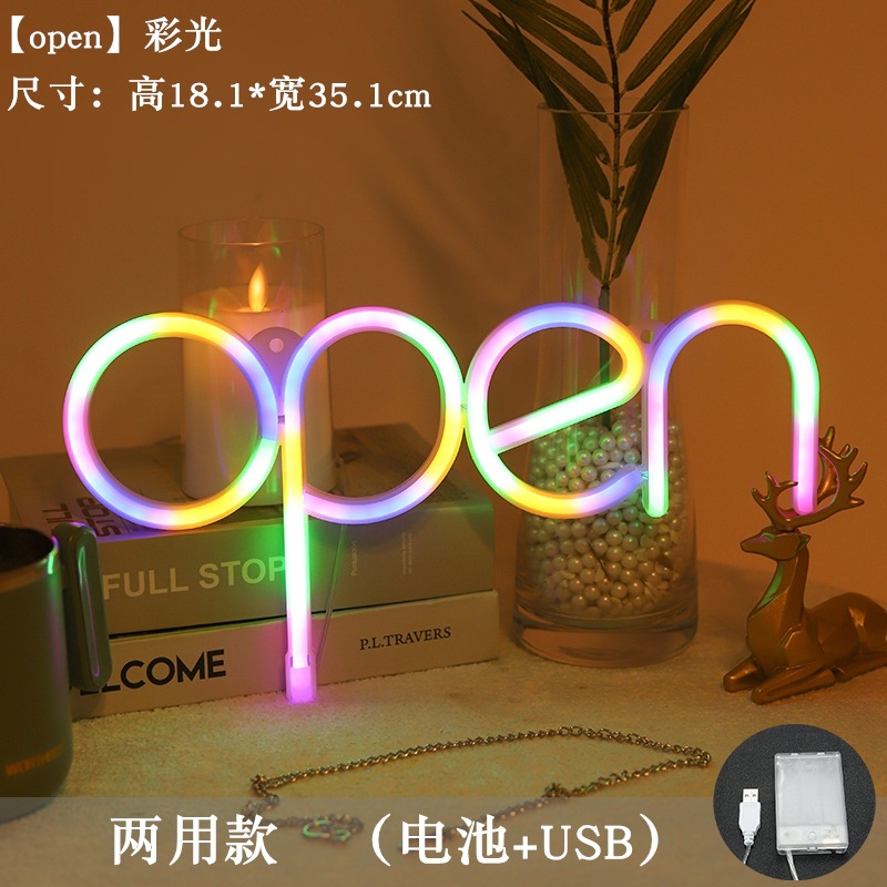 Transfronterizo ins nueva luz de neón abierta luz LED luz de modelado decoración del dormitorio Internet celebridad luz decorativa de la noche