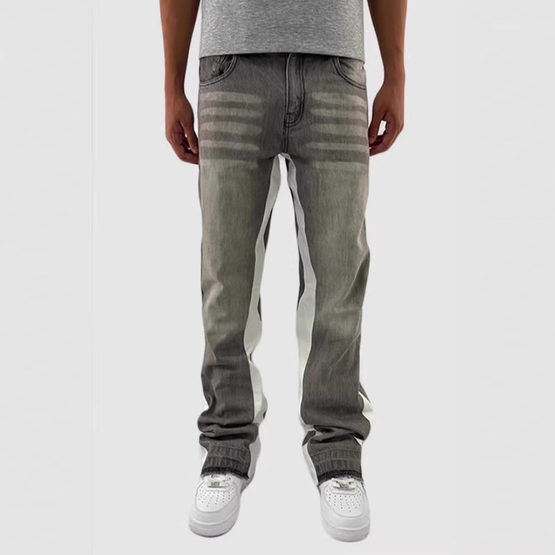 Cross-Border American Retro Patchwork Jeans for Men, New Trendy Brand Casual Washed Loose Hip-Hop Flared Pants Independent Store Cross-Border American Retro Patchwork Jeans for Men, New Trendy Brand Casual Washed Loose Hip-Hop Flared Pants Independent Store