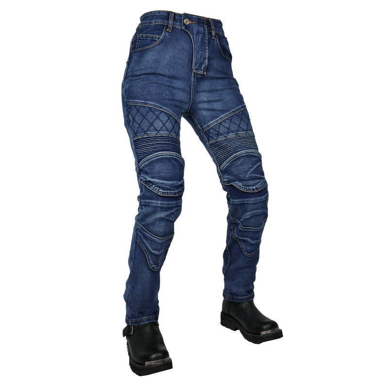 2022 nuevos pantalones vaqueros de la motocicleta Kevlar resistente al desgarro de las mujeres pantalones de montar retro Four Seasons motocicleta pantalones resistentes a la caída