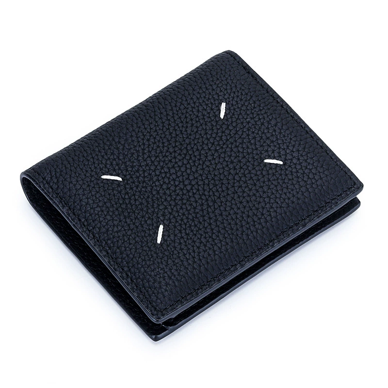 Leather short universal folding wallet, genuine leather