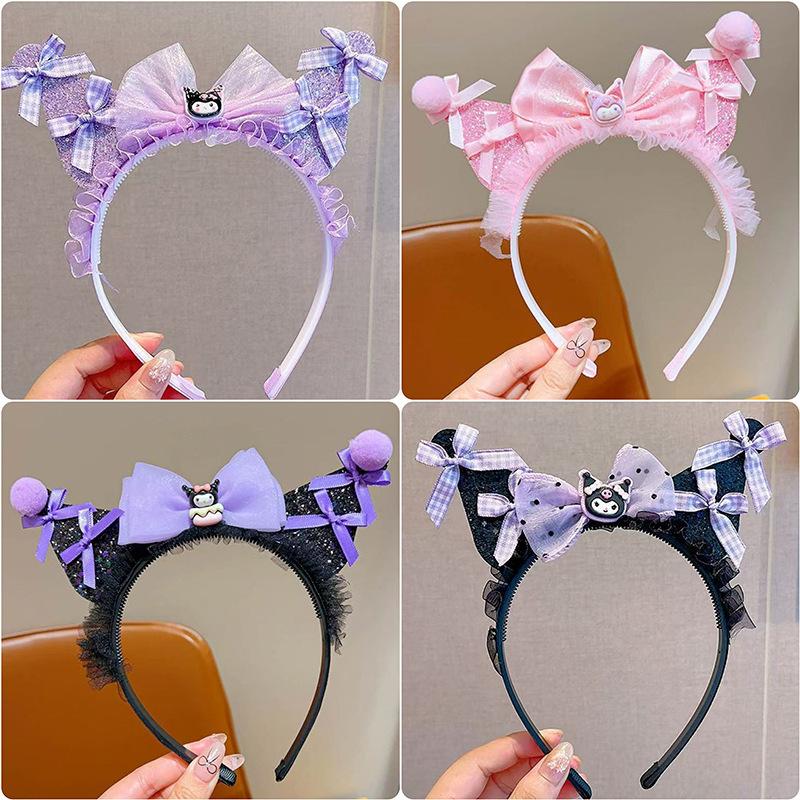 Children's Kulomi Cartoon Cute Hair Hoop Girls Sweet Bow Head Hoop Little Girl Hair Finishing Artifact New