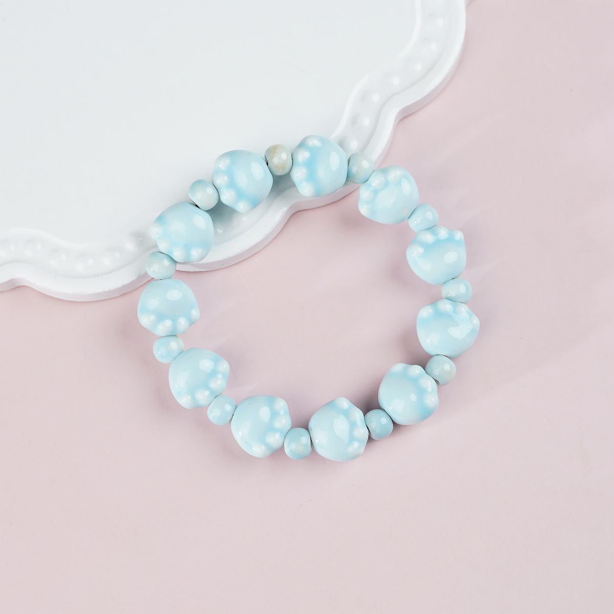 Jingdezhen pulsera de cerámica de verano mujer alta sensación galletas serie de gatos nicho diseño universal pulsera alta sensación