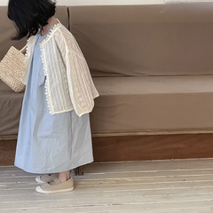 瑜瑜公主 女童春夏襯衫外套 女寶寶蕾絲花邊空調衫兒童防曬開衫