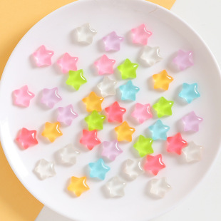Luminous Transparent Jelly Color Five-Pointed Star Resin Accessories DIY Cream Glue Mobile Phone Case Shoe Buckle Hair Accessories