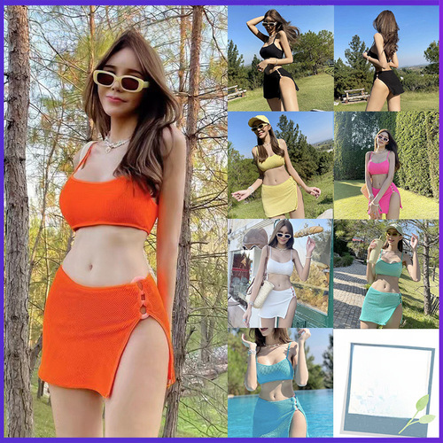  Korean Version New Separate Swimsuit for Women, Sensual and Bold, Backless Tankini for Hot Springs, Beach, Vacation Swimwear