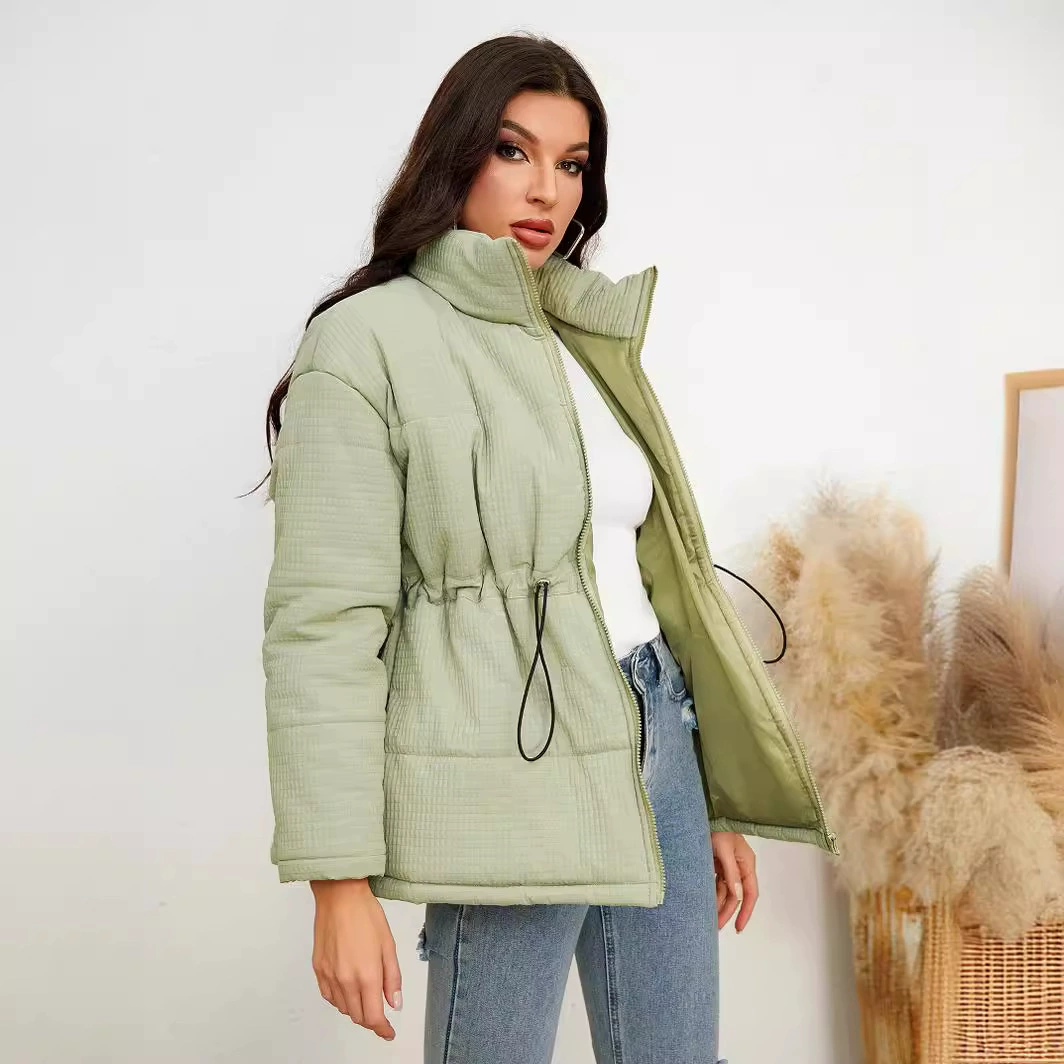 Fashionable winter brace with zipper, jacket, European style, for import, drawstring