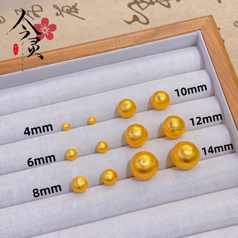 New Brushed Bead Round Ball Earrings from the Gold Store, Matte French Retro Fashion, Suitable for Commuting, Light Luxury, High-End, and Simple Style