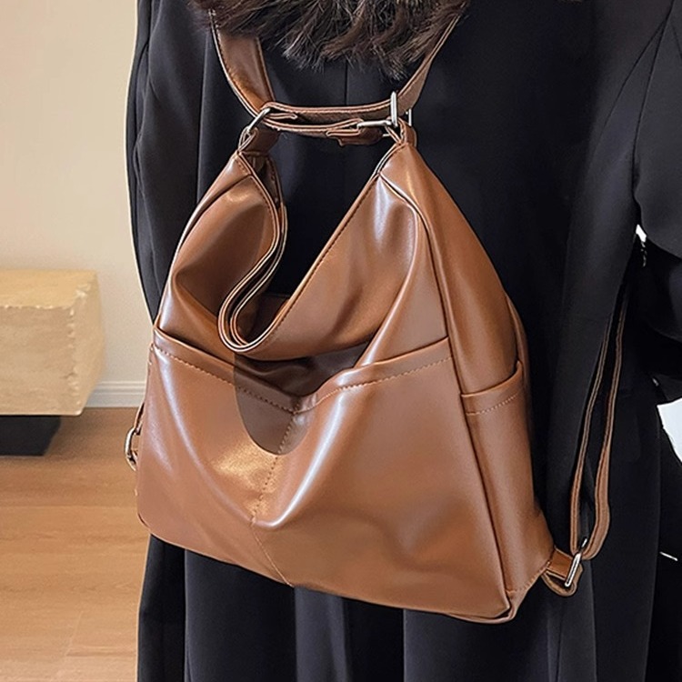 PU Leather Waterproof Backpack & Crossbody Bag for Women, 2-in-1 Commuter Tote Bag, 2025 New Style Shoulder Bag for School - Thumbnail 4