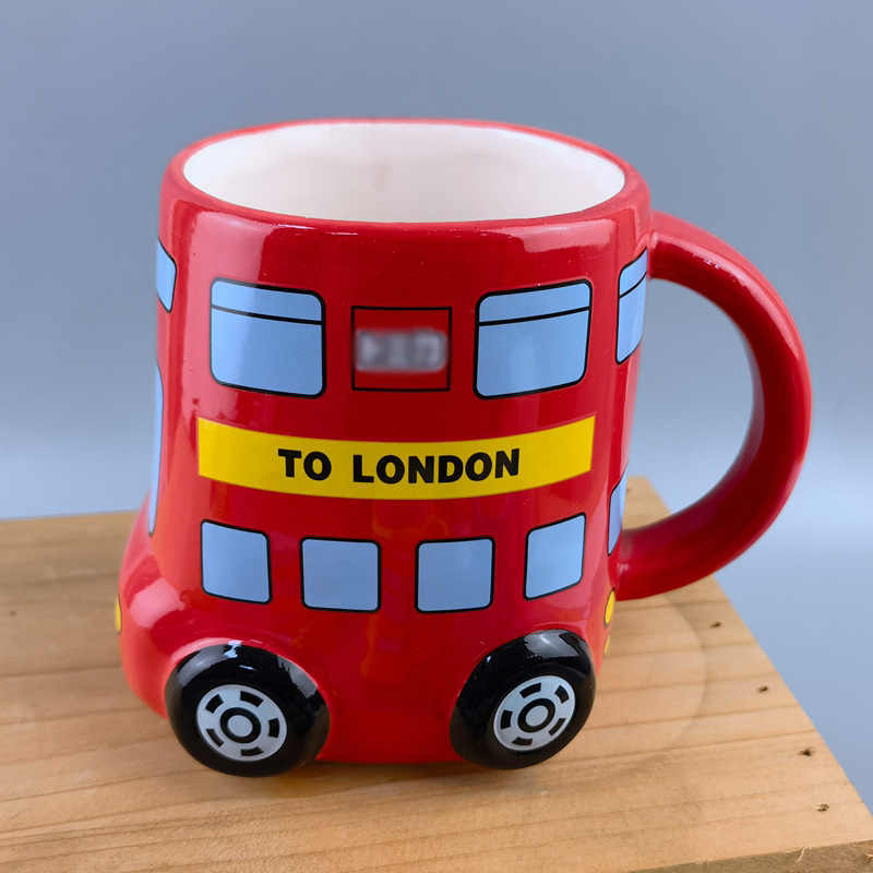 Taza de autobús creativo duomeka cerámica británico en forma de taxi taza de agua en forma de coche taza de café