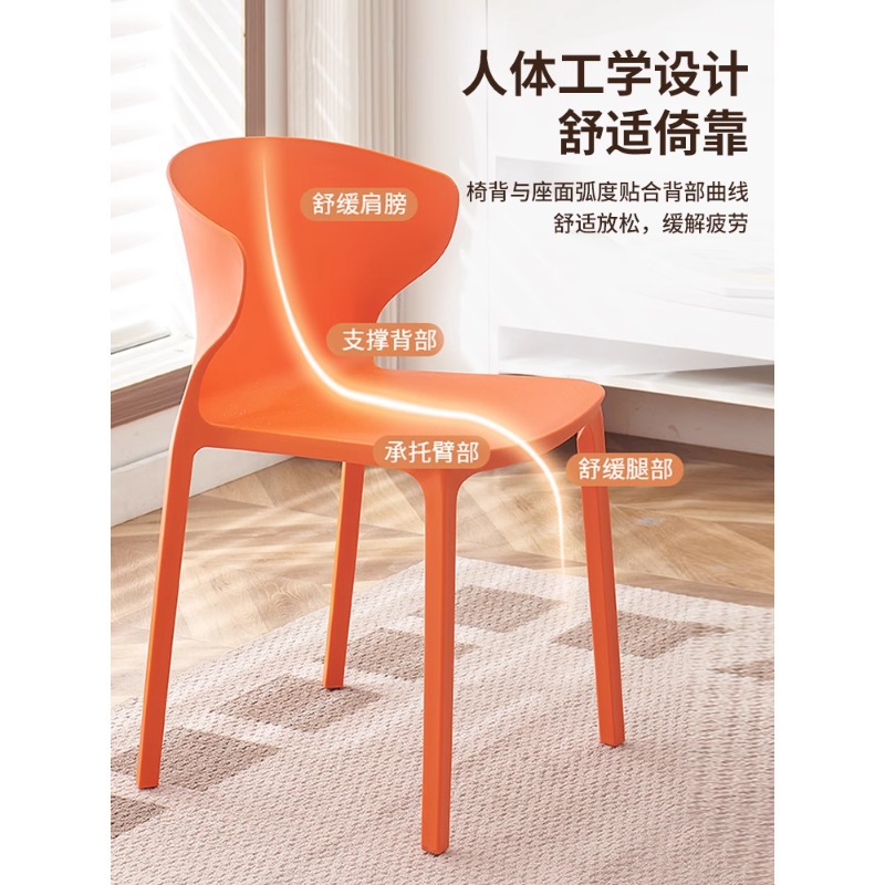 Silla de comedor engrosada para el hogar, mesa de comedor, silla de ocio, red roja, restaurante minimalista moderno, taburete comercial, respaldo, taburete de plástico