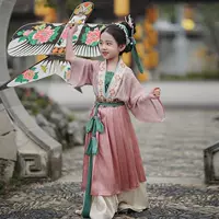 Двубортная рубашка Hanfu Girl's Song Dynasty с прямым воротником, оригинальный древний костюм в китайском стиле, детский костюм Тан, детский комплект, новинка весны и осени.
