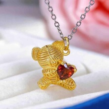 2025天然石榴石吊坠正酒红色晶体925银女 石榴石项链饰品时尚批发