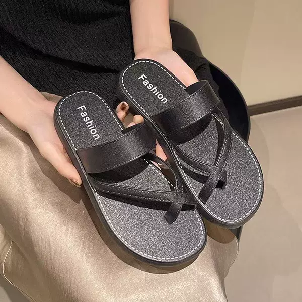 Black - Cross Slippers
