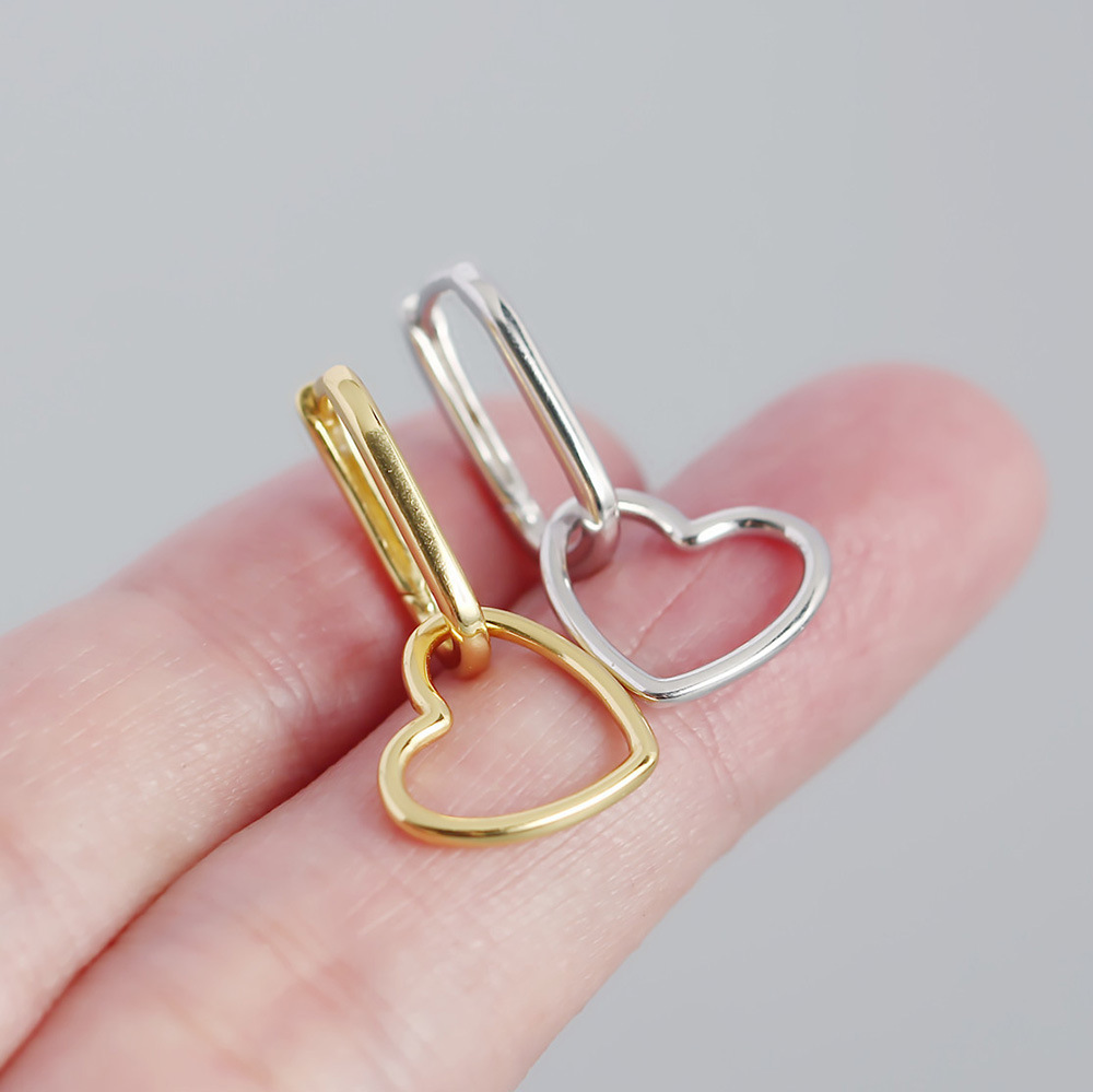 Casual, Daily Occasion 925 Sterling Silver Material 1 Pair 925 Sterling Silver Heart Shape Drop Earrings