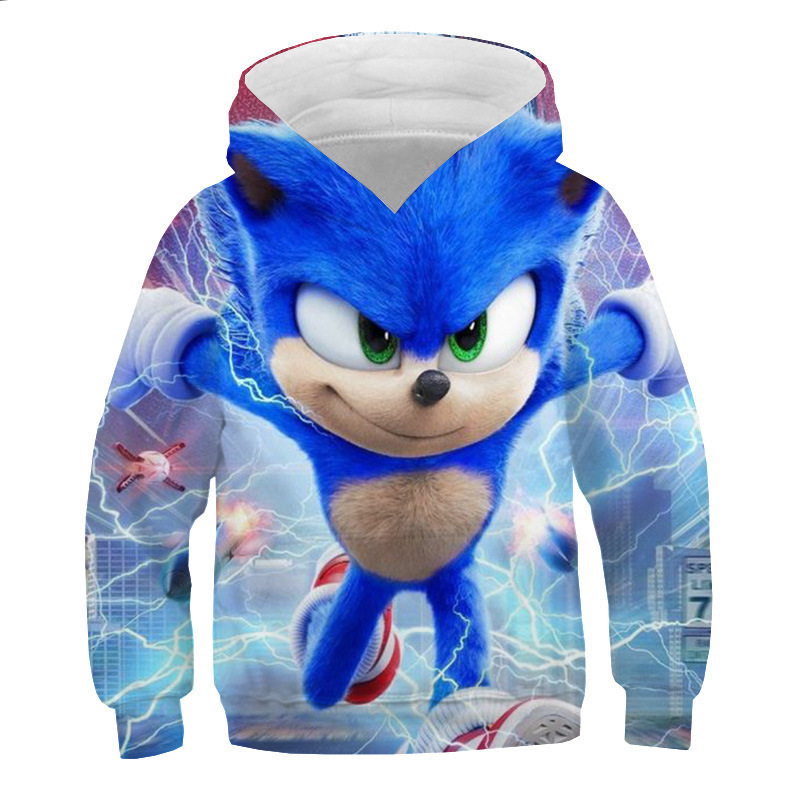Autumn Hot Selling Children's Wear Sonic 3D Children's Sweater Men's and Women's Middle and Big Children's Turtleneck Baseball Suit 3D Hoodie None