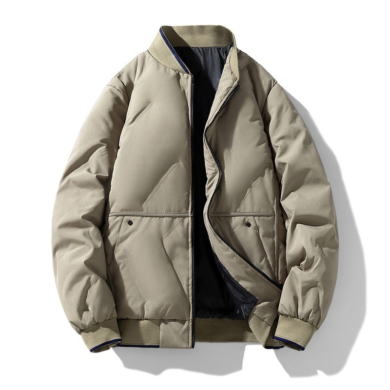 Large Size Padded Jacket Men's Baseball Collar Padded Jacket Casual Loose Warm Thickened Couple Padded Jacket_viptrois.com