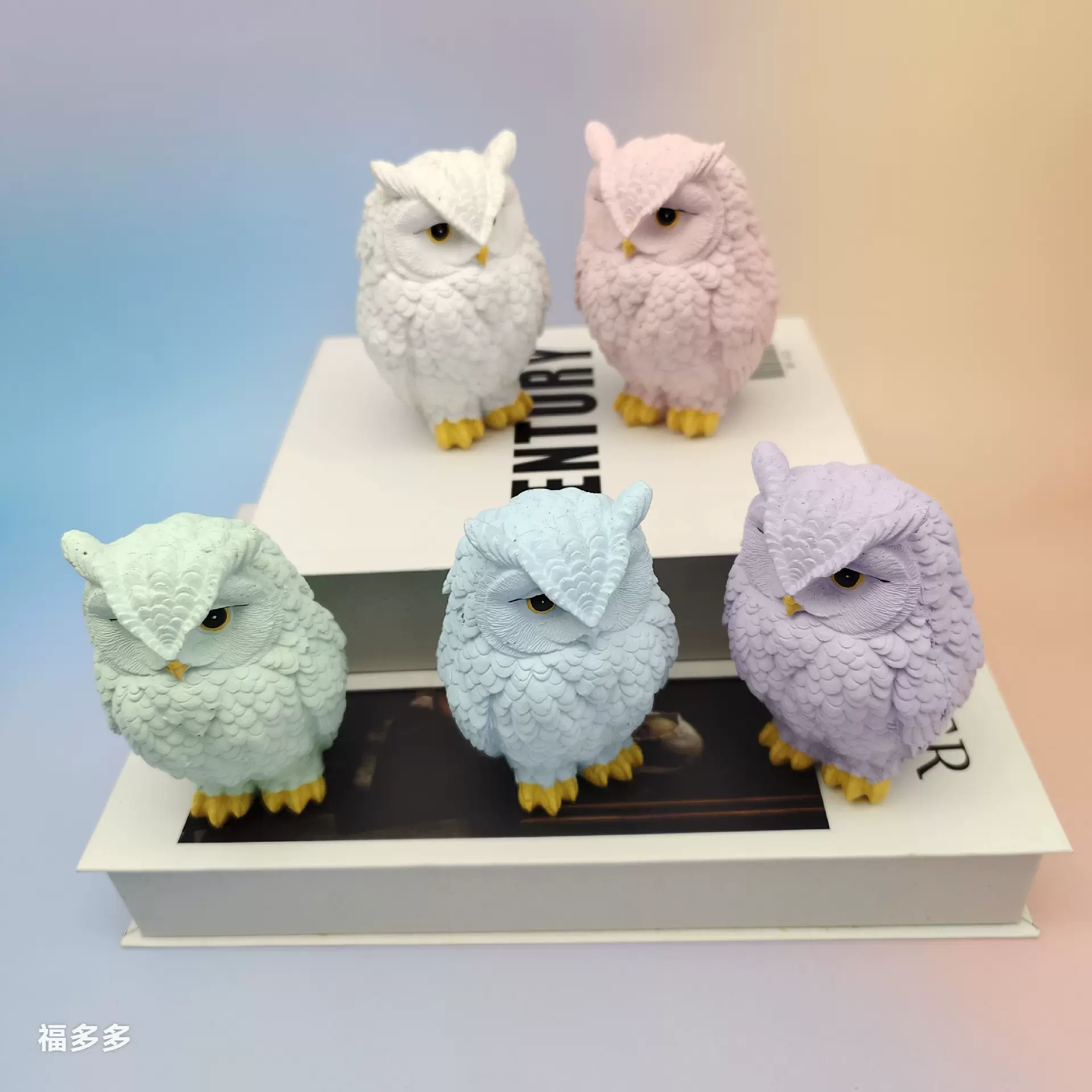 新品创意家居摆件美式轻奢可爱超萌猫头鹰浅色治愈系礼品装饰批发