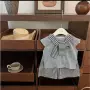 女童条纹宝宝短袖阔腿裤