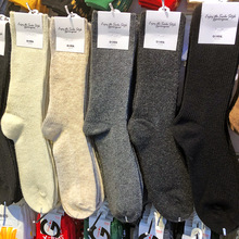 韩国进口羊毛袜GG女士秋冬保暖加厚毛线中筒袜子纯色小坑条堆堆袜