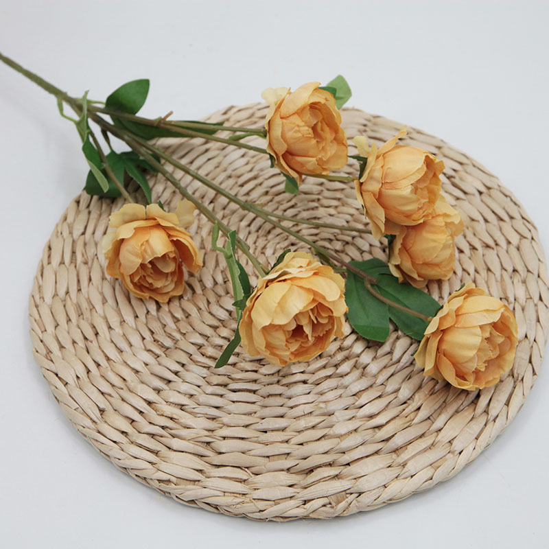 Flor Artificial 6-cabeza exquisita peonía artificial peonía flor boda Home Hotel accesorios de tiro Flor de seda flor artificial al por mayor