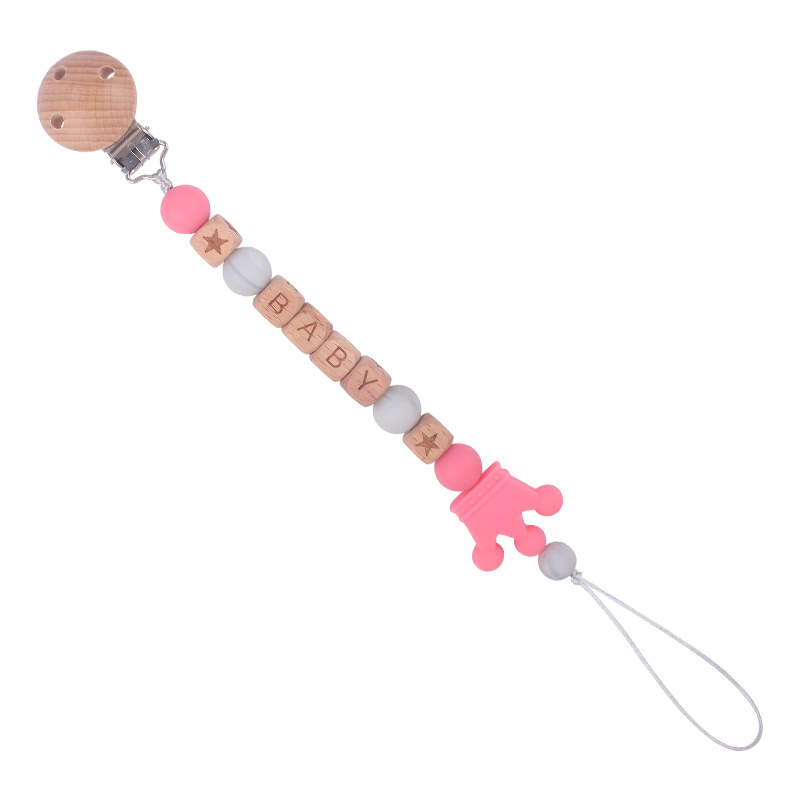 Bebé suministros Beech chupete clip DIY bebé nombre creativo de silicona corona chupete cadena anti-gota cadena