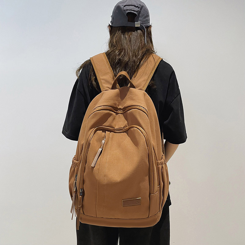 Brand backpack, retro capacious shoulder bag, for secondary school