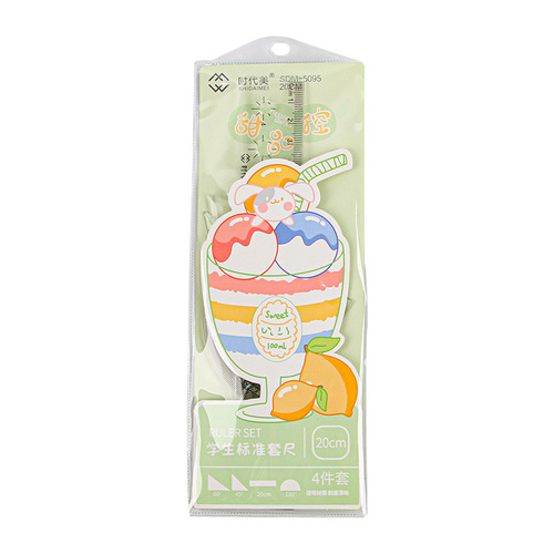 Student cartoon ruler set cute children's stationery multifunctional ruler set triangle plate protractor ruler wholesale