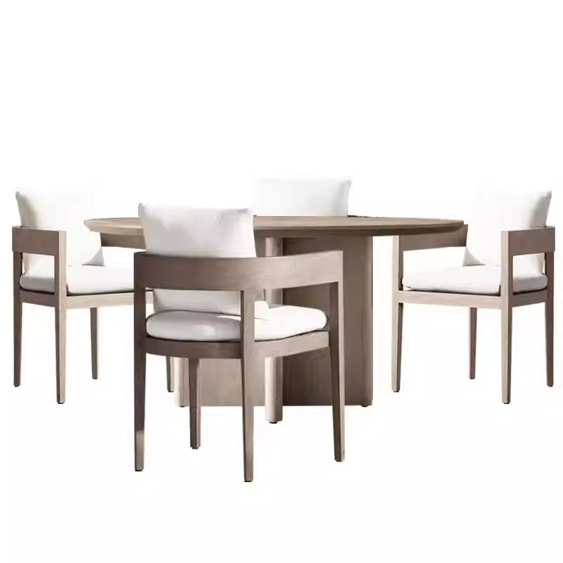 Mesa de comedor de madera maciza sillas anti-corrosivo patio exterior teca hacer vieja villa jardín al aire libre caña mesa de comedor de madera maciza sillas