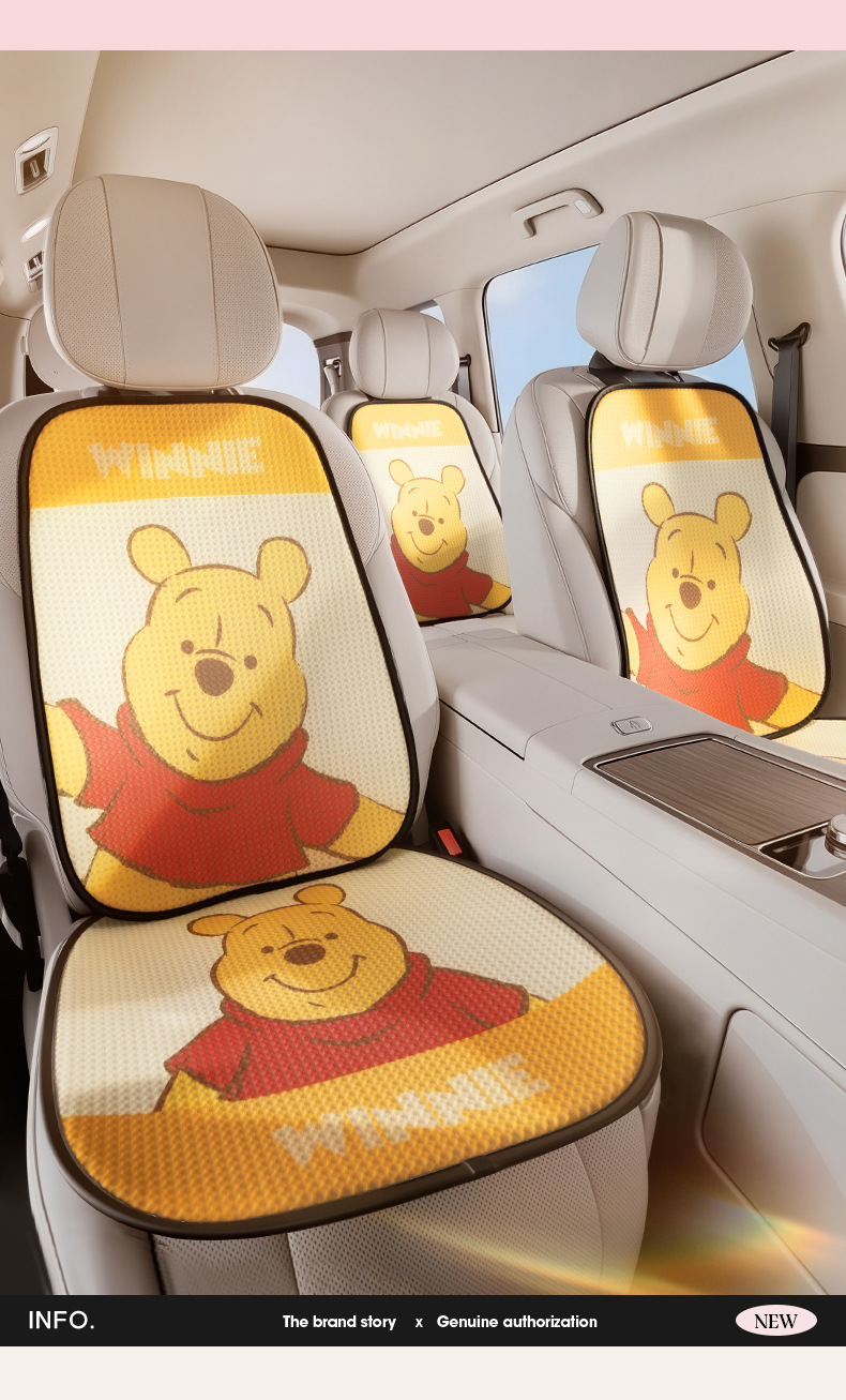 Disney Winnie the Pooh Cute Car Seat Cushion for Women, Single Piece Rear Seat, Universal for All Seasons, Breathable Seat Cover