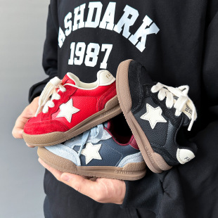 Children's Sports Shoes 2025 Autum New Star Sneakers Versatile Leather Casual Shoes Soft Sole Boys and Girls Shoes