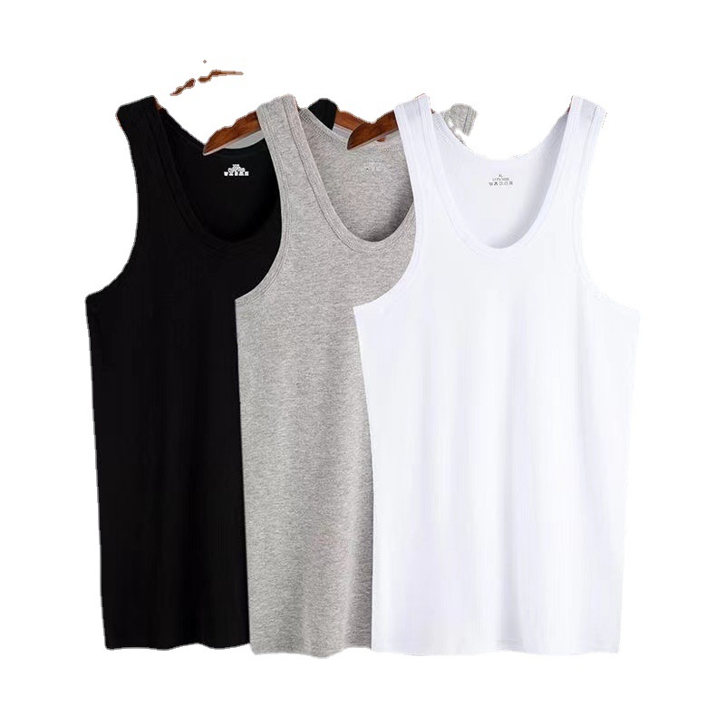 Chaleco de algodón de los hombres de verano Chaleco de hombres jóvenes de mediana edad más el tamaño de los hombres de cuello redondo Chaleco de fondo Suelto