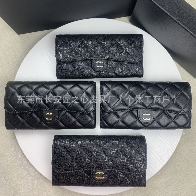 Xiaoxiangfeng CF フリップウォレット キャビアクラッチバッグ ロング携帯電話小銭入れ 本牛革 クレジットカードホルダー ダイヤモンド