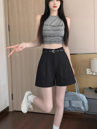 Stylish and Firm Women's Summer Shorts 2025 New White A-line Wide-leg Pants Loose Casual Pants Pear-shaped Figure