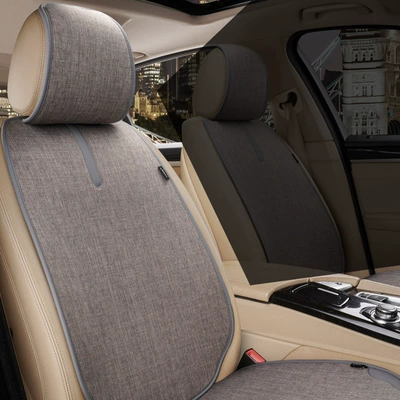 three-piece set, linen seat cushion – Seat cushion, seat cover - leather-style-gray-separate-backrest-headrest