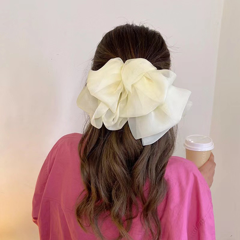 Daily Occasion Gauze Material Sweet Flower Cloth Gauze Ribbon Hair Clip 1 Piece