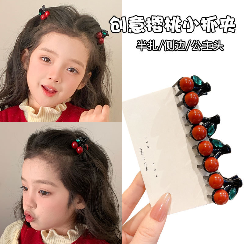 Hermosos clips de pelo de cereza, clips de agarre lateral femenino, clips de cabello de mitad de frente, clips de frangeo, clips de cabello de princesa, clips de tiburón