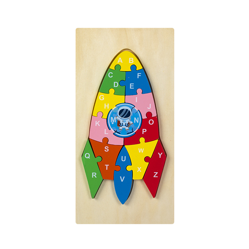 Rompecabezas para niños transfronterizos Animales cognitivos digitales dibujos animados rompecabezas tridimensional educación temprana para bebés iluminación juguetes de madera al por mayor