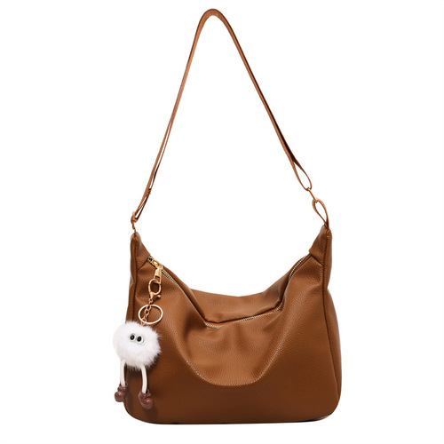 Women's 2024 Trendy Soft PU Wide Shoulder Strap Crossbody Bag with Ins Advanced Texture Single Shoulder Tote Bag