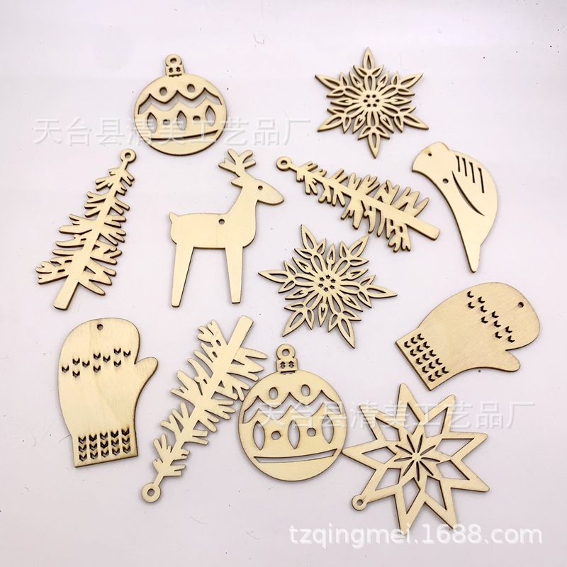 7 piezas de madera decorativas navideñas mezcladas Monopolio de Amazon Colgante de madera decorativa navideña 16 piezas en un paquete