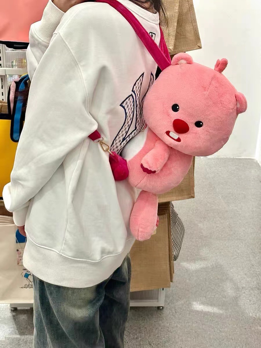 Jauka Beaver Loopy 2023. gada jauna Rubīna plīša rotaļlietu mugursoma, dāvana lellei_voghion.com