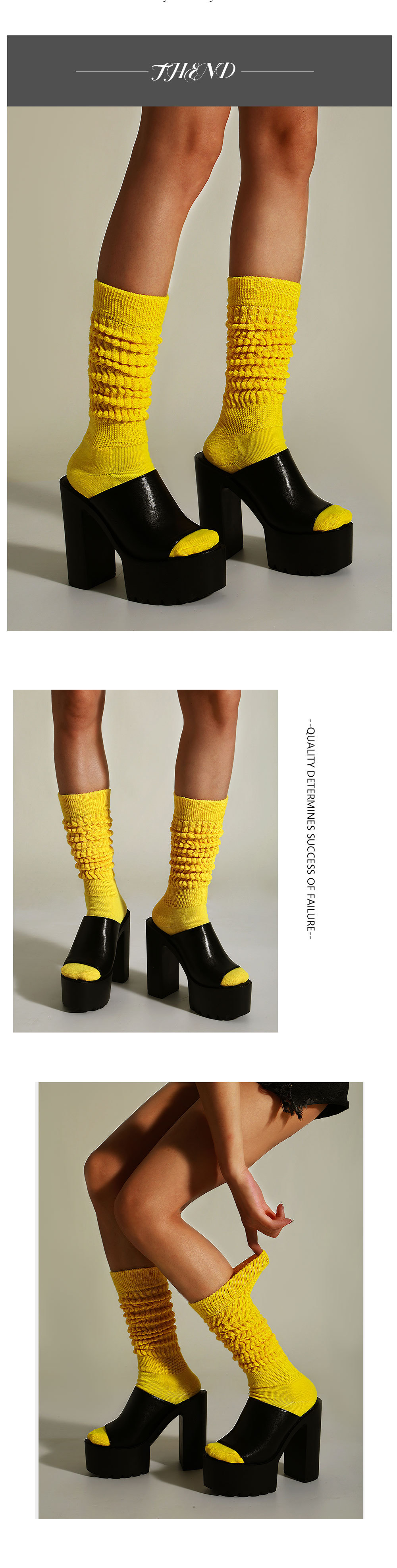 Women’s Bubble Ruffle Cuff Slouch Socks Soft Knit Stackable Socks_voghion.com