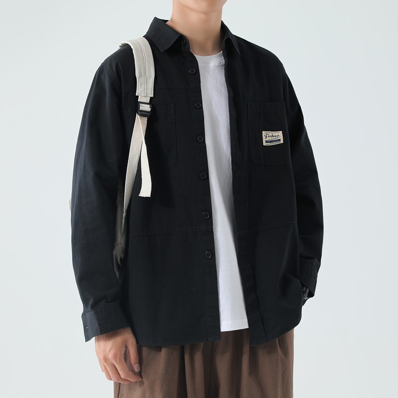 Spring and Autumn 100 Cotton Men's Workwear Long-sleeved Shirt Casual Looser Non-iron Business Shirt Men's Jacket