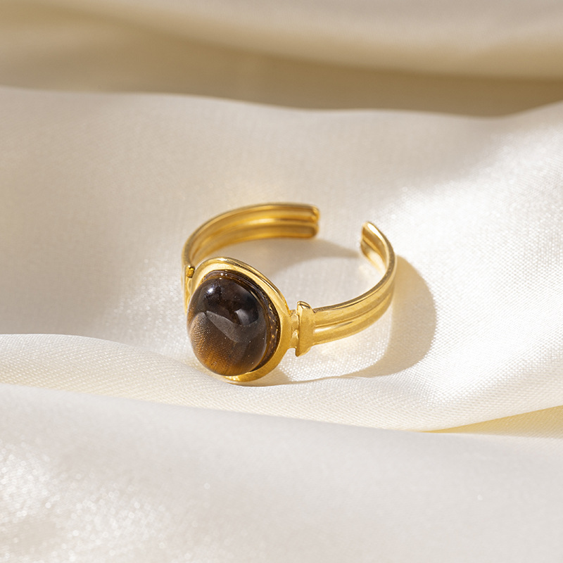 All Seasons Season PVD Coated Real Gold Plated Geometric Titanium Steel Vintage Style Waterproof Non Tarnish Open Rings