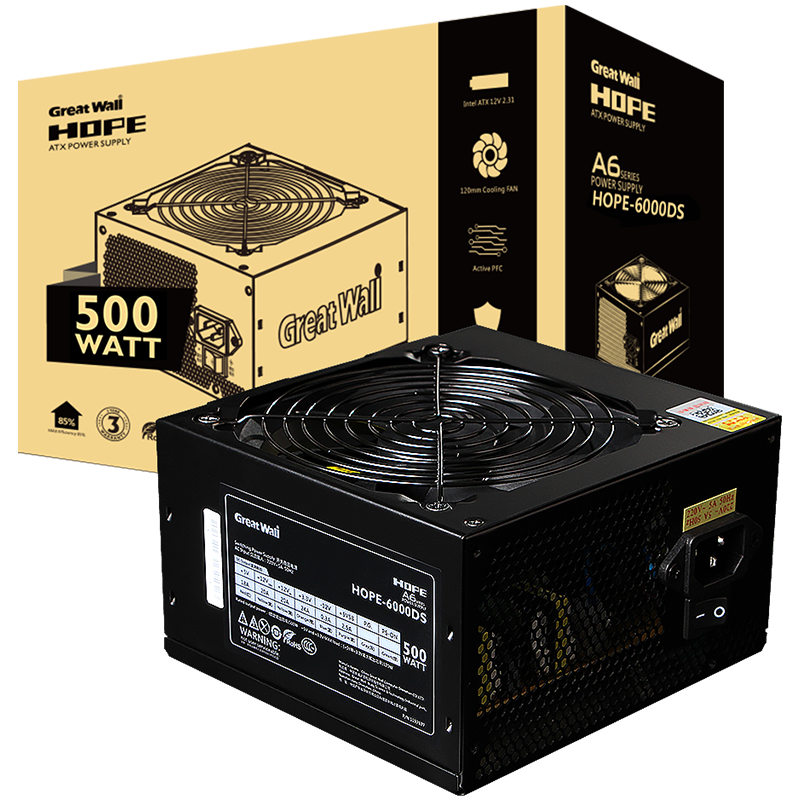 Great Wall rated 500W desktop computer power supply silent version graphics card suitable for desktop host HOPE-6000DS