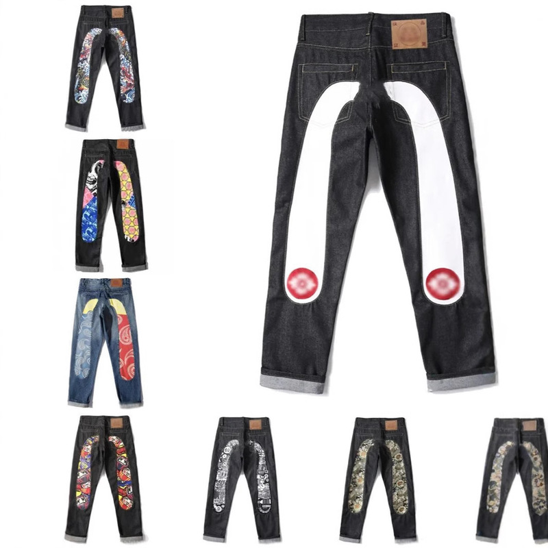 high quality Fashion Jeans Straight Design Retro Street Casual Sports Pants Washed Old Jeans